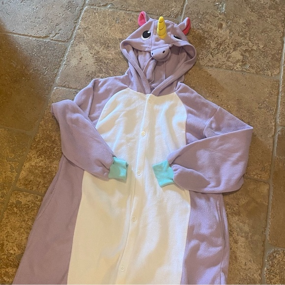 NEWCOSPLAY Purple Mint Green Unicorn Onesie with Hood Size Small - Picture 2 of 6